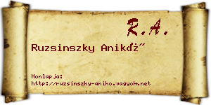Ruzsinszky Anikó névjegykártya